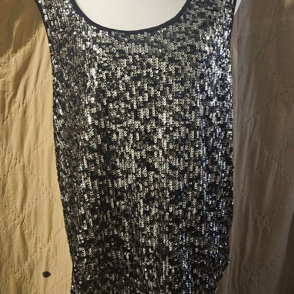 Womens xl black silver sequin
